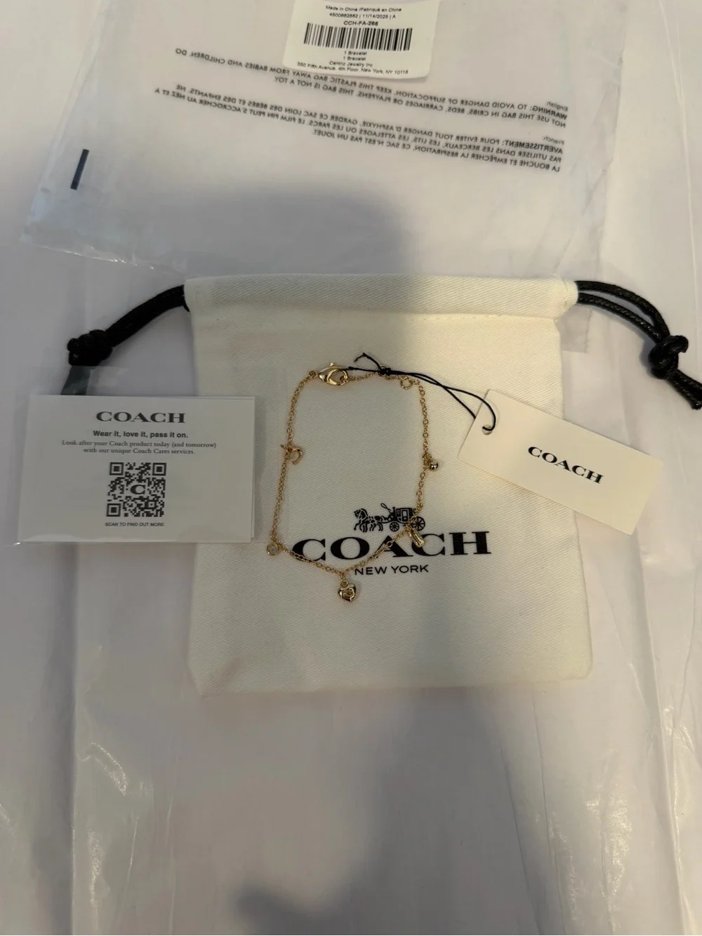 Coach Gold Tone Charm Bracelet NWT